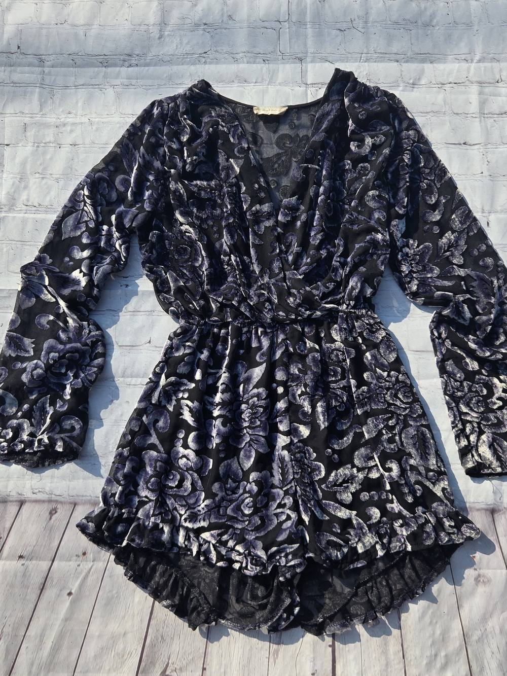 Altar d State Floral Paisley Velvet Burnout Romper Whimsigoth Witchy Fairy Grung